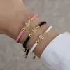 Charm Bracelets 2024 Zircon A-Z Initial Letter For Women Colorful Adjustable Rope Bracelet Girls Jewelry Gift