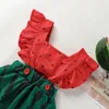 Rompers Citgeesummer spädbarn baby flickor bodysuit vattenmelon ruffles flyghylsa jumpsuits pannband casual kläder