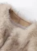 O-neck Luxury Fake Fur Coat Women Long Sleeve Buttons Solid Short Winter Coat For Woman Fashion Furry Warm Lady Overcoat 240124