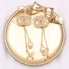 8028Stylish Retro Bow Petal Earrings Diamond Silver 18K Guldpläterade kvinnor och flickor Alla hjärtans dag bröllop smycken gåva