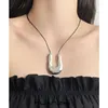 Pendant Necklaces Irregular U-Shaped Horseshoe Metal Necklace For Women Girl Ins Vintage Simple Trendy Charm Heart Clavicle Chain HUANZHI