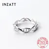 Cluster-Ringe INZAReal 925 Sterling Silber DNA-Spiralstruktur Verstellbarer Ring für Mode Frauen Edlen Schmuck Punk Minimalistische Accessoires