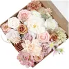 Fleurs décoratives couronnes de fleurs simatées rose fausse soie avec boîte cadeau anniversaire de mariage fête de la fête d'honneur de maintien de gouttes à la maison dhcye