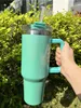 40oz regenboogverfmokken bekers met handvat geïsoleerde thermosflessen water met deksel stro gradiënt glitter roestvrijstalen koffiekopjes JN16