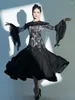 Scenkläder x2162 Lady Modern Dress Female Ballroom Dancing Suit Waltz Dancelatin Bell Sleeve