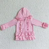 Jackets Fashion Girls Clothes Fall Coat Cotton Boutique Ruffle Long Sleeve Hoodie Clothing Wholesale Children Jacket Red Pink