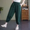 Pantalon femme mode ample dames blanc taille haute Bloomers été rayé droit 2024 décontracté confortable poche vêtements