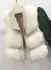 Kamizelki damskie Faux Fox Furt Mleeless Kurtka Kobiet Chic Silny Solidna Kobieta kamizelka 20244 Autumn Winter Zipper Fluffy Gruba ciepła dama