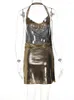 Casual Jurken Chicology 2024 Dames Halter Stapelkraag Mouwloos Mini Mode Elegante Bling Ruglooze Sexy Streetweat Zomer Zijsplit Jurk