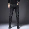 Men's Jeans For Men Tight Pipe Stretch Trousers Slim Fit Black Male Cowboy Pants Elastic Skinny With Pockets Classic 2024 Trend Soft