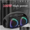 Tragbare Lautsprecher Wasserdicht 100 W Hochleistungs-Bluetooth-Lautsprecher RGB Colorf Light Wireless Subwoofer 360 Stereo Surround TWS FM Boombo Dhrjc