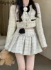 Work Dresses Ladies Two-piece Suit Short Long Sleeve Jacket Pleated Skirt Women Autumn 2024 Fashion Street Wear Female