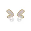 Stud Earrings Small Cute Heart For Women Girls White Pearl Simple Metal Wedding Party Fashion Jewelry Wholesale Gift