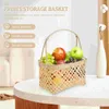 Serviessets 2 stuks opbergdoos draagbare fruitmand kind snackcontainers voor kinderen brood rotan bamboe weven klein geweven