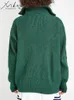 Maglioni da donna MiuKoMiYa Verde Donna Inverno 2024 con cerniera Pullover in maglia Maglieria allentata Maglione Oversize