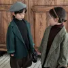 Vestes Enfants Blazer Jackets2024 Automne Coréen Style De La Mode Garçons Manteau Rétro Fille Survêtement Vintage Enfants Designer Vêtements Tops