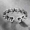 Cluster Rings Punk Big Black Skull Skeleton Vintage Thai Silver Color Adjustable Ring For Women Mens Fashion Korean Chunky Jewelry S-R2186