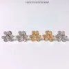 Boucles d'oreilles Van Clover Boucles d'oreilles Van Cleef Boucles d'oreilles V Gold High Edition Boucles d'oreilles trèfle pour femmes plaqué épais or rose 18 carats Nouveau mini fleurs pétales de diamant complet