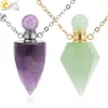 Pendant Necklaces Healing Perfume Bottle Crystal Necklace Natural Stone Amethysts Quartz Essential Oil Diffuser For Men Women Jewelry H319