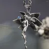 Pendentif Colliers Vintage Seraphim Collier Main Sculpture Déesse Moonstone Angel Wings Longue Chaîne Cou Hip Hop Bijoux Accessoires