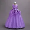 Abbigliamento da palcoscenico Abito da sposa Applicazioni di fiori Perline per bambini Eventi per feste Ragazze Elegante abito da principessa per formale ricamato