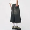 Y2K Hommes Vintage Streetwear Culottes Coréen Harajuku Denim Pantalon Large Pantalon Court Jorts Bermudas Jeans Shorts Alt Vêtements 240202