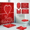 Rideaux de douche Saint Valentin Rose Rideau HeartBath Ensembles Tapis de salle de bain antidérapant imperméable WC U avec 12 crochets Home Deco Free Ship