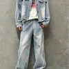 Herrespår Hip Hop Trend Profile sömmar Jeans Fashion Wash Loose Ben Ben Pants Personlighet Ruan Handsome Casual Trousers