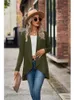 Kvinnors stickor 2024 Autumn Top Long Sleeve Women Cardigan Solid Color Loosed Leisure Sticked Tops Treater