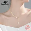 Hängen Trustdavis Real 925 Sterling Silver Fashion Leaf Syntetisk pärla CLAVICLE NECKLACE FÖR KVINNA bröllopsfest fina smycken DS1141