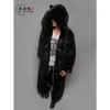 Mens Fur Coat Winter Extended Hooded with Ear Rest Faux for Couples PWUM