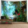 Tapestries påfågel tapestry djurfjädrar livliga färger fåglar sommar trädgård vägg hängande konst för sovrum vardagsrum sovsal dekor