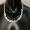 Cheio gelado para fora hip hop jóias moissanite corda corrente colar prata esterlina 7mm 8mm 9mm 11mm 12mm torcido diamante