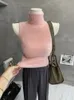 Regatas femininas macio e ceroso quente puro desejo gola alta colete de malha fofo fino sem mangas camisola base camada camisa topo de colheita