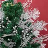 Decorative Flowers Yan 40pcs Glitter Christmas Branch Artificial Berries Stems Pine Needle Picks Spray For Xmas Tree Decor Ornaments DIY