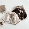 Winter Baby Mantel 03 Jahre geboren Junge Mädchen Lamm Wolle Warme Jacke Tasche Samt Strickjacke Outwear Kinder Kleidung 240125