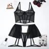 BHs Sets Mirabelle Rüschen Sexy Damenunterwäsche Transparente Spitze Dessous BH Kit Push Up Erotik Porno Intime Strumpfband Outfits