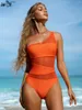 Damenbadebekleidung In-X 2024 Sexy Mesh Patchwork Frauen Einteiliger Badeanzug Weibliche Schulter Monokini Badegäste Badeanzug Beachwear