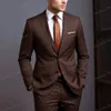 Costume d'affaires marron pour hommes, Tuxedos de marié, pour fête de mariage, bal, Occasion formelle, ensemble 2 pièces, veste et pantalon, 240201