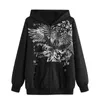 여자 봄 가을 가을 캐주얼 스웨트 셔츠 후드 재킷 긴 소매 날개 인쇄 zip up 후드 겉옷 240202