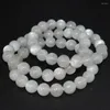 Pietre preziose sciolte Perline rotonde in pietra di luna grigio chiaro naturale 10,3 mm-10,5 mm per la realizzazione di braccialetti fai-da-te