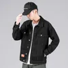 Autum Mens Denim Jacket Coats Fashion Retro Classic Lapel Slim Biker Street Style Blue Black Jean Outwear Male 240202