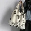 Sacos da noite 1 peça bolsa de ombro estética para mulheres retro borboleta margarida floral bolsa de alta capacidade lona bordado estudante