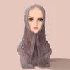 Ethnic Clothing Dubai Islamic Party Rhinestone Beaded Headwraps Turban Malaysia Elastic Thin Scarf Muslim Women Hijab Headwear Amira
