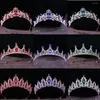 Grampos de cabelo DIEZI Barroco Luxo Meninas AB Vermelho Verde Azul Cristal Nupcial Casamento Tiara Coroa Noiva Rainha Headbands Jóias Acessórios