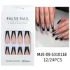 False Nails 24Pcs Long Coffin Fake French Style Nail Patches Pink Sequins Ballet Dancer Full Set Tips Press On