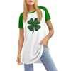 Koszule damskie y2k delikatne swobodne bluzki i topy 2024 okrągłe kołnierz krótkie rękawy St. Patrick's Day Printed Ropa