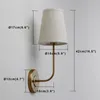 Wandlampe Permo Single Classic Country Industrial mit ausgestattetem Trichter Wäsche Stoff Schatten Schlafzimmer Bett Lesen Leuchte