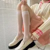 Women Socks 2Pairs Lolita Summer Silk Knee Tube JK Girls White Black Half Calf Nylon Stockings