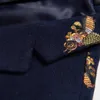 One Mens Button Blazer Bee Embroidery Wedding Smart Casual Slim Fit Jacket High Quality Big Size 6XL Navy Blue Clothes